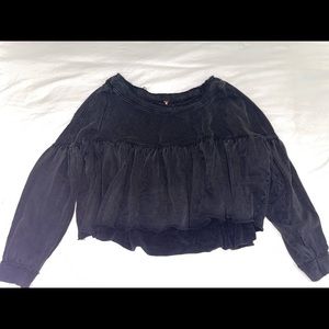 Free People Lucy Pullover in washed black, size small.